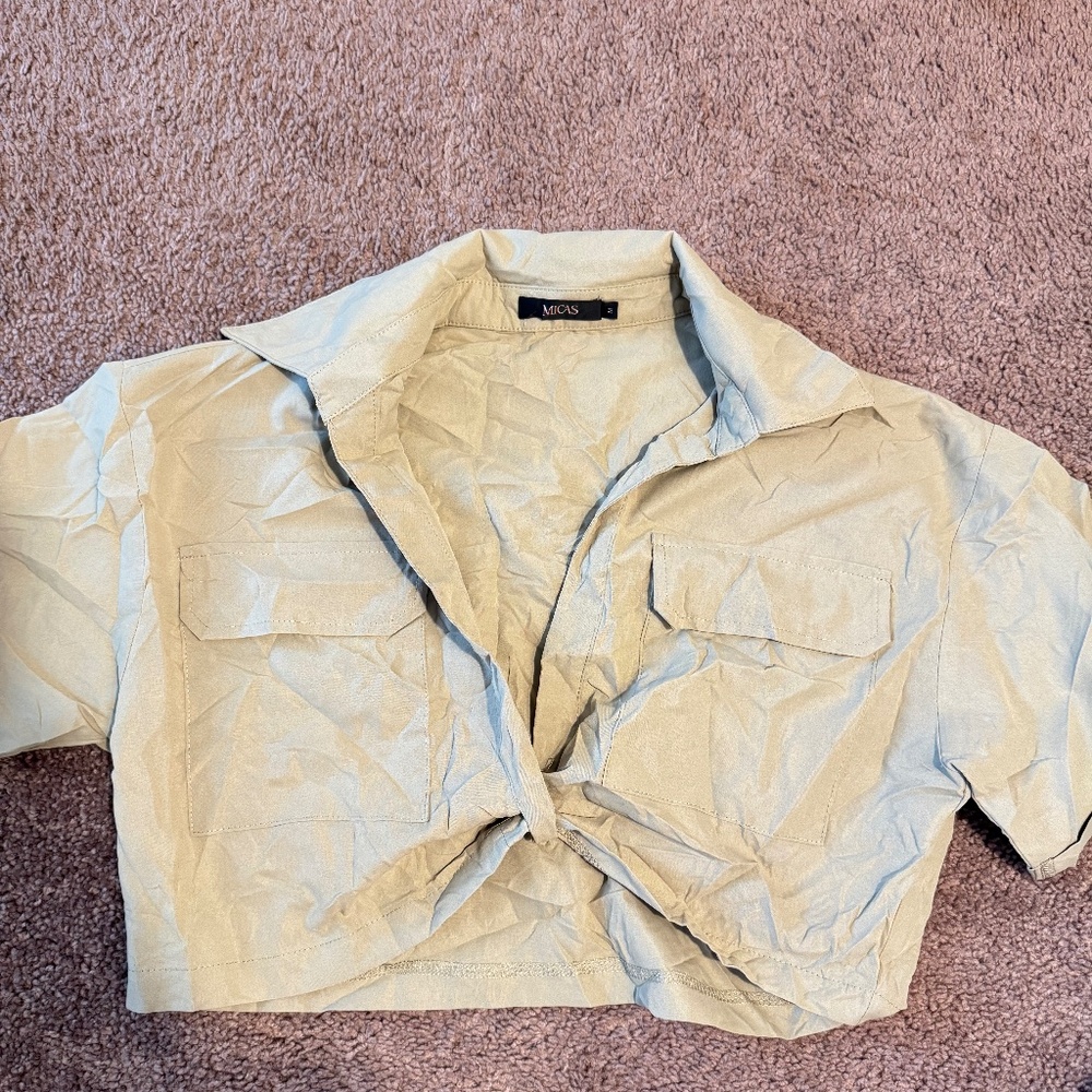 MICAS Khaki Cropped Utility Shirt – Size M ✨